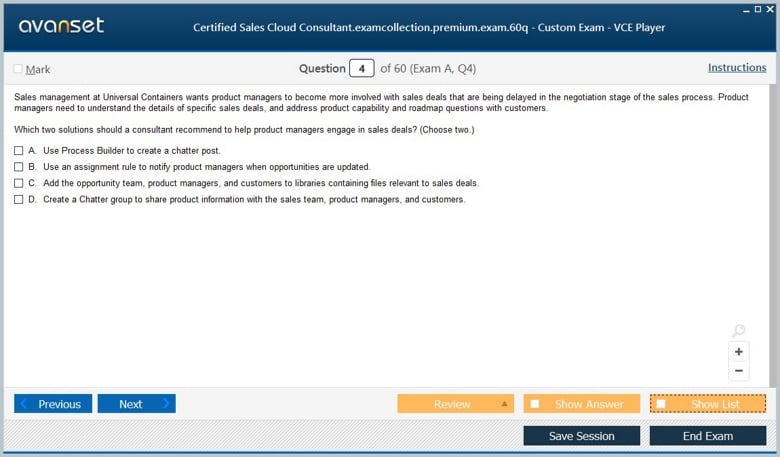 Certified Sales Cloud Consultant Premium VCE Screenshot #1